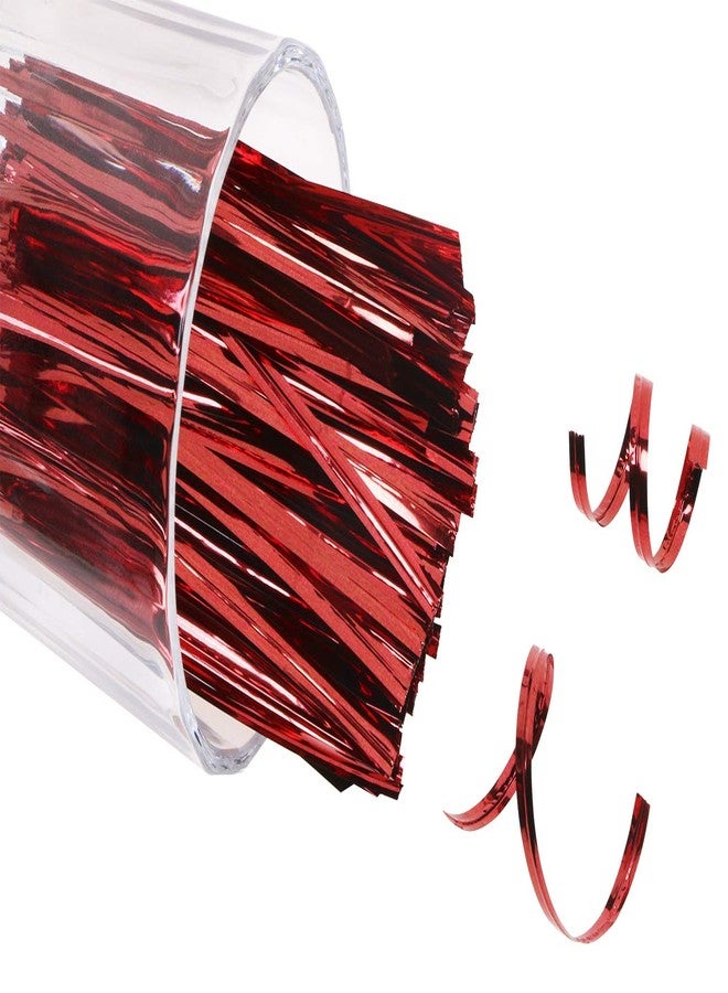 Mini Skater 6 Inches 800 Pieces Metallic Plastic Twist Ties Bag Ties for Cellophane Party Bag (800, Red) - Image 2